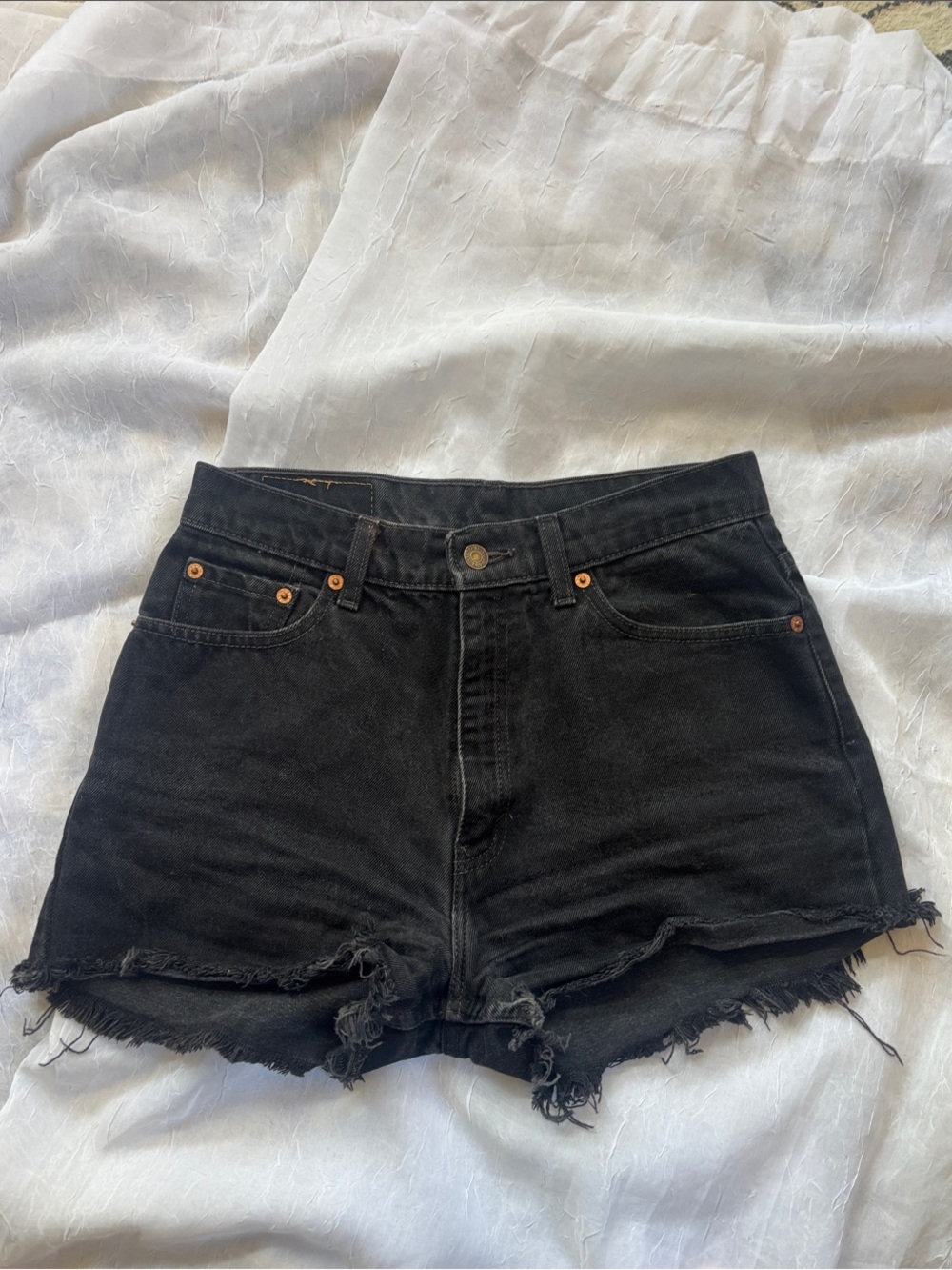 Levi's High-Waist Black Denim Cutoff Shorts